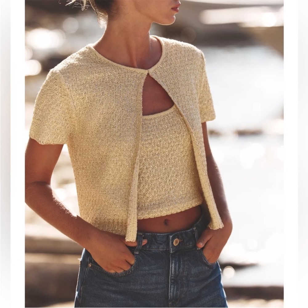 ZARA SEQUIN KNIT CARDIGAN